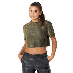 Be You Womens/Ladies Glitter Party Crop Top / Gold